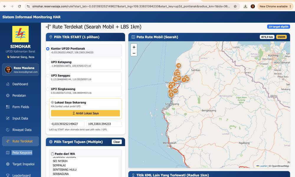 Sistem Informasi Monitoring Har PLN UP2D Kalbar (SIMOHAR)